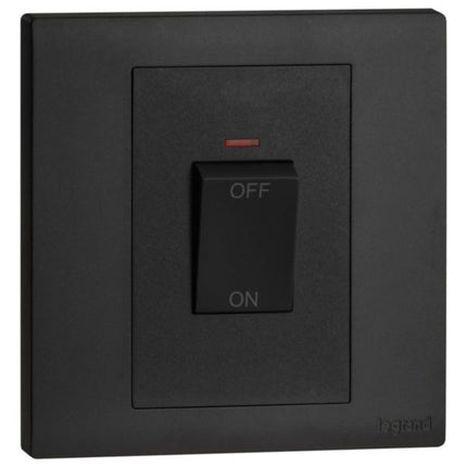 MEC21028BLLegrandمفتاح أوبريا أحادي 45A ثنائي القطب مع مؤشر LED أحمر أسود مات
