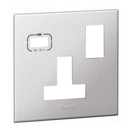 575134ALegrandلوحة لوجراند أحادية BS 13A مع مفتاح وميناء USB ألومنيوم ناعم