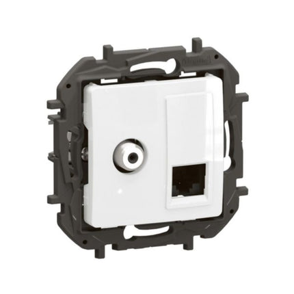 NP493WHLegrandمقبس نيلويه تلفاز نوع F مع RJ45 CAT6 UTP أبيض
