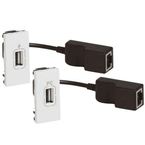 078748Legrandموزاييك مضخم USB أنثى ناقل استقبال 1+1 وحدة أبيض