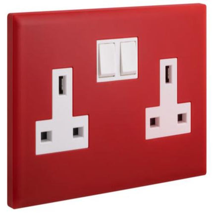 618049Legrandإيلو مقبس كهربائي بريطاني معياري ثنائي 13A أحمر أبيض