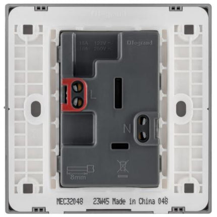 MEC32048SLLegrandمقبس أوبريا أحادي العصابة يورو-أمريكي 16A مزدوج مع مفتاح فضي غامق