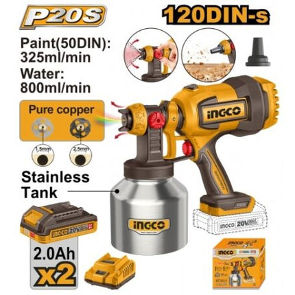 CSGLI200414INGCOبندقية الرش بدون أسلاك INGCO 20V 120DIN-s CSGLI200414