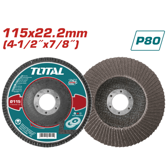 TAC6311580Total Toolsقرص الصنفرة المحدب توتال 115 ملم P80 عالي السرعة