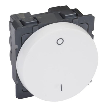 573065Legrandمفتاح ثنائي القطب أرتيور 10AX 250V دائري أبيض وحدتان