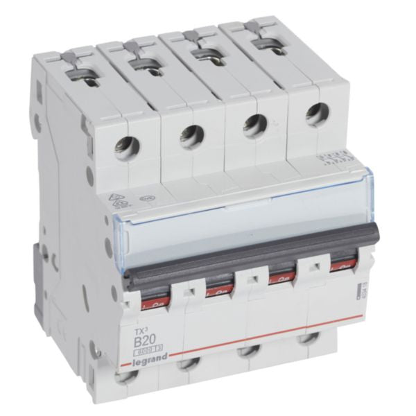 403418Legrandقاطع دائرة Legrand MCB TX3 6000A رباعي الأقطاب 20A منحنى B