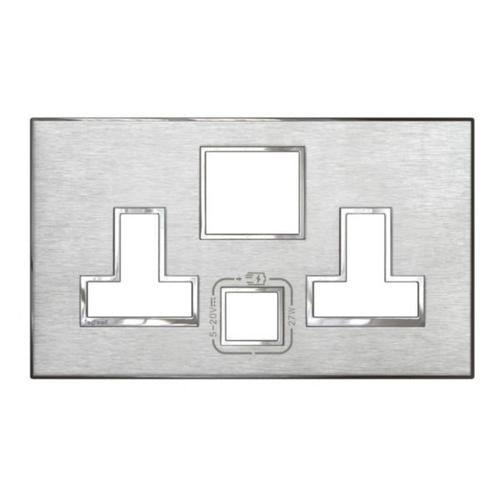 575438Legrandلوحة لوجراند 2 فتحة معيار بريطاني 13A مع مقبس USB 27W فولاذ مقاوم للصدأ