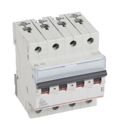 404155Legrandقاطع دائرة MCB TX3 بسعة 10000A رباعي الأقطاب 20A منحنى B