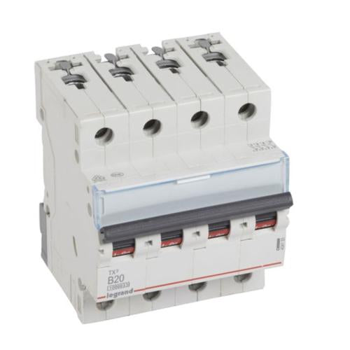 404155Legrandقاطع دائرة MCB TX3 بسعة 10000A رباعي الأقطاب 20A منحنى B