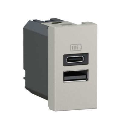 077671LLegrandموزاييك وحدة مقبس USB منفذين A+C 3A 15W ألومنيوم