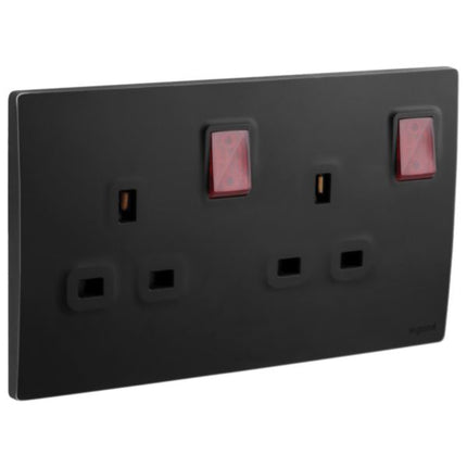 281119MBLegrandمأخذ كهربائي ملياس سينسز ثنائي القطب مع مؤشر LED أسود مات 13 أمبير