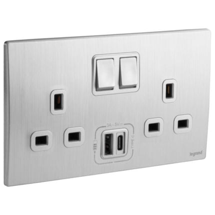 281136BALegrandماليا سينسيس مقبس تبديل ثنائي معيار بريطاني مع شواحن USB