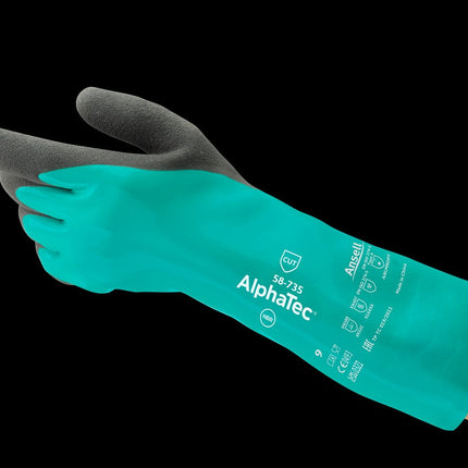 58-735Ansellقفازات AlphaTec 58-735 المقاومة للمواد الكيميائية