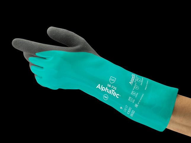 58-735Ansellقفازات AlphaTec 58-735 المقاومة للمواد الكيميائية