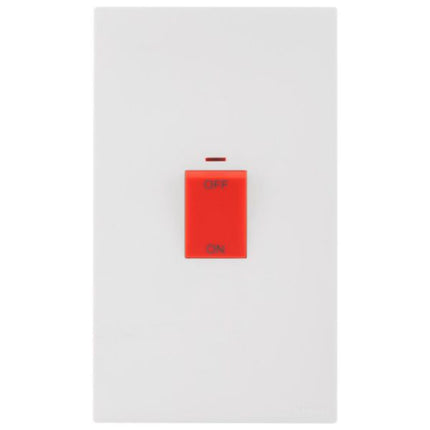 MEC21030WHLegrandمفتاح Obria ثنائي الوحدة 1W عمودي 45A DP مع مؤشر LED أحمر أبيض مات