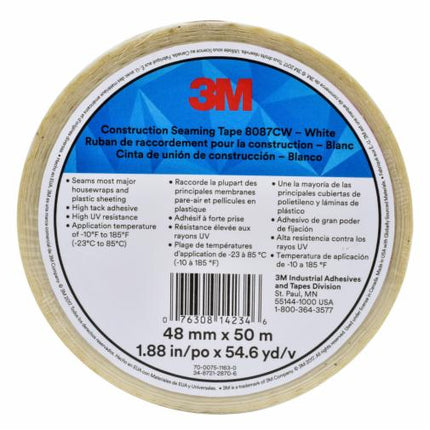 000763081423463Mشريط الختم البنائي 3M 8087CW أبيض 48 ملم × 50 متر