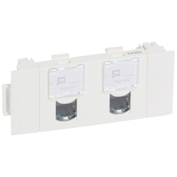 076542Legrandموزاييك مقبس RJ45 مزدوج الفئة 5e FTP أبيض 3 وحدات