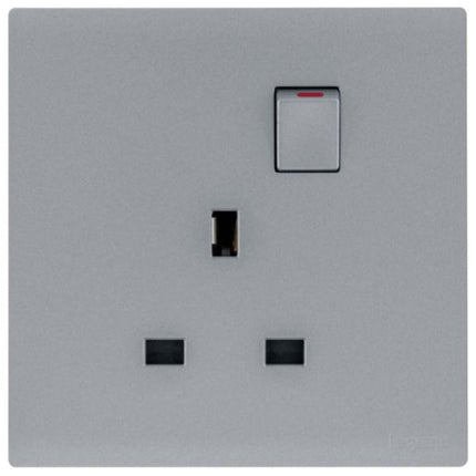MEC32038SLLegrandمقبس أوبريا أحادي الفتحة BS 13A ثنائي القطب مع مفتاح فضي غامق