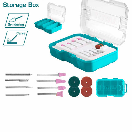 TAKMG2012Total Toolsمجموعة العمل الزجاج والحجر TAKMG2012 12 قطعة لمثقاب صغير