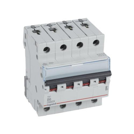 404151Legrandقاطع دارة Legrand TX3 رباعي الأقطاب 6A منحنى B بقوة 10kA