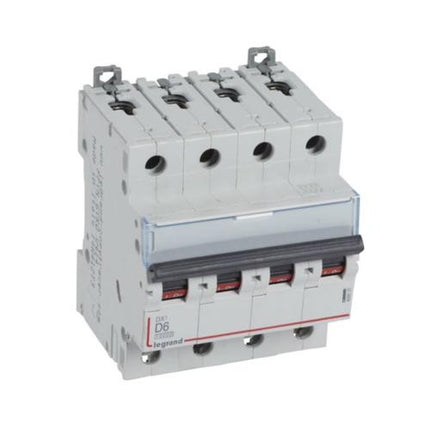 409529Legrandقاطع دورة Legrand DX3 رباعي الأقطاب 6A منحنى D
