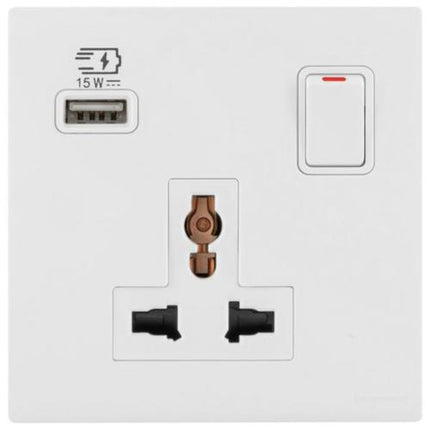 MEC33081WHLegrandأوبريا موصل متعدد المعايير 16 أمبير مع منفذ USB من النوع A 15 واط