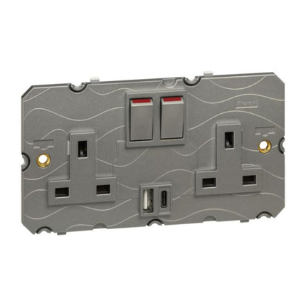 572642Legrandليجراند منفذ 2G BS13 مع مفتاح USB-A USB-C رمادي