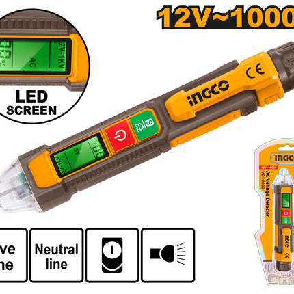 VD210003INGCOكاشف الجهد الكهربائي INGCO VD210003 مع مصباح LED
