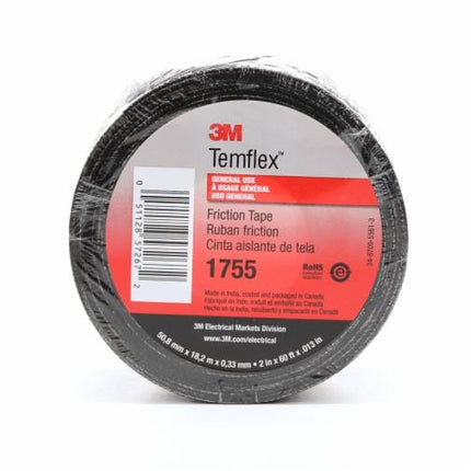 000511285726723Mشريط الاحتكاك القطني 3M Temflex 1755 أسود 2 بوصة