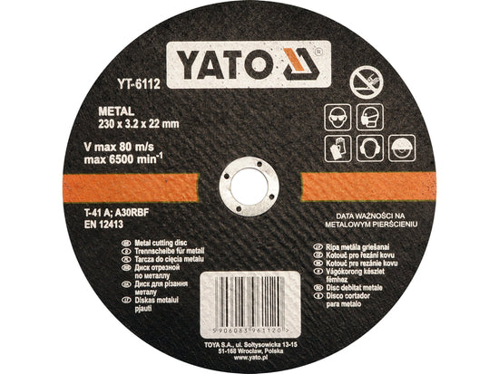 YT-6112Yatoقرص قطع معادن ياتو 230x3.2x22 ملم درجة احترافية