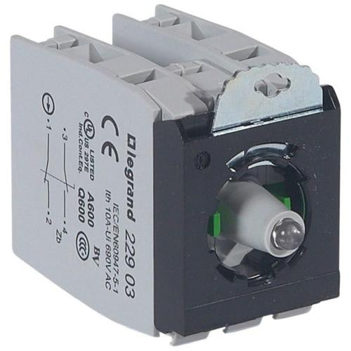 022992Legrandمجموعة فرعية زر مضاء Osmoz 2 NO/NC أخضر 230 فولت