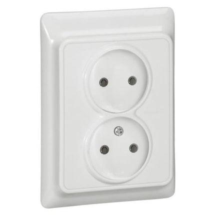 782112Legrandكابتيكا مقبس كهربائي مزدوج 2x2P تثبيت غاطس 16A 250V أبيض