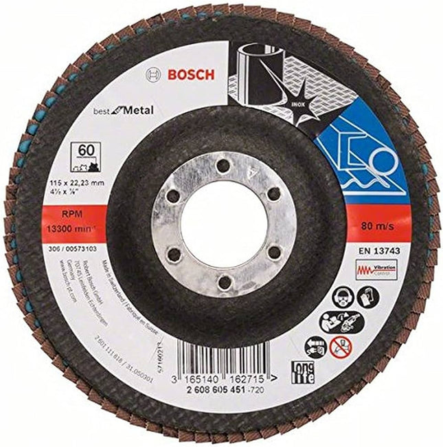 Bosch Tools,2608605451,Flap Disc Best for Metal X571 115mm G60, angled