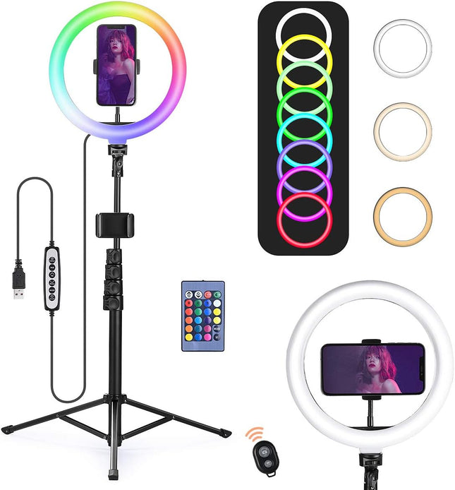 OneAmg LED Ring Light for Mobile 10.2" RGB with Tripod Stand , awx0057