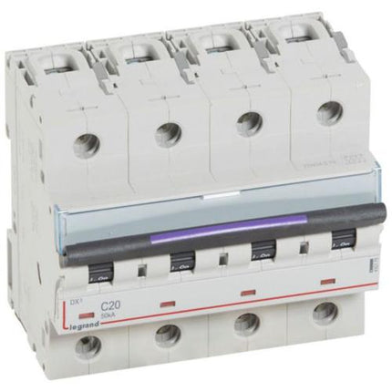 410175Legrandقاطع دائرة Legrand DX3 رباعي الأقطاب 20A منحنى C
