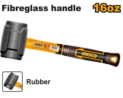 HRUH8816INGCOمطرقة مطاط احترافية HRUH8816 بمقبض من الألياف الزجاجية