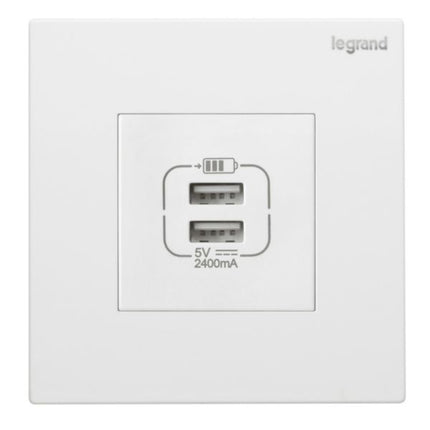 282447Legrandغاليون مقبس USB مزدوج بقوة 2.4A من النوع A أبيض