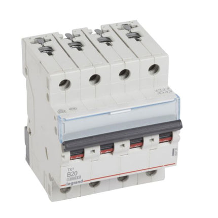 404155Legrandقاطع دائرة MCB TX3 بسعة 10000A رباعي الأقطاب 20A منحنى B