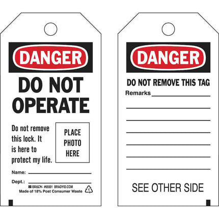 Photo Tags DANGER Do Not Operate Do Not Remove This Lock