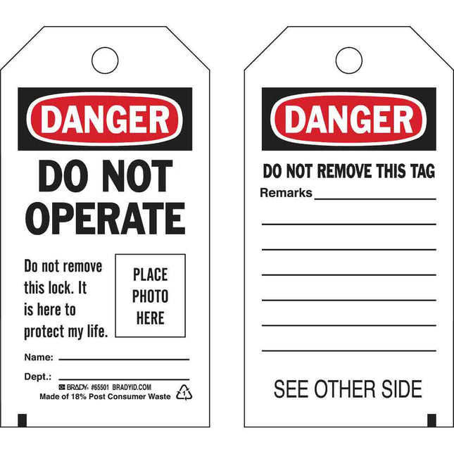 Photo Tags DANGER Do Not Operate Do Not Remove This Lock