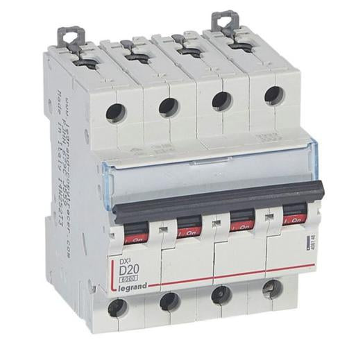 408148Legrandقاطع دورة Legrand DX3 رباعي الأقطاب 20A منحنى D 6kA