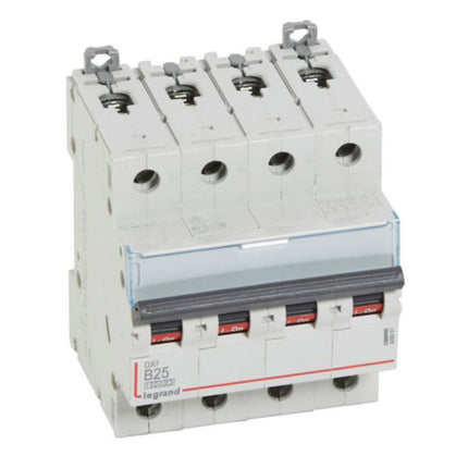 409067Legrandقاطع دارة Legrand DX3 رباعي الأقطاب 25A منحنى B