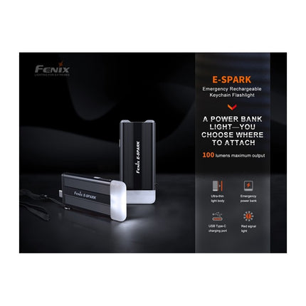 Fenix E-SPARK Keychain Flashlight & Power Bank | 6942870308975