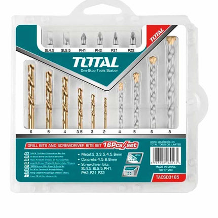 TACSD3165Total ToolsTACSD3165 مجموعة 16 قطعة من المثاقب وأدوات البراغي