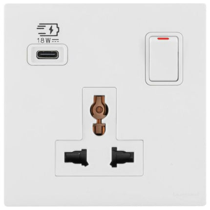 MEC33083WHLegrandأوبريا مقبس متعدد المعايير 16 أمبير بمنفذ USB Type C 18 واط أبيض غير لامع