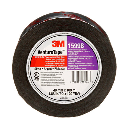 007503511599633Mشريط 3M Venture Tape UL181B-FX لإغلاق القنوات الهوائية من البولي بروبيلين فضي 48 ملم