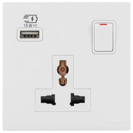 MEC33081WHLegrandأوبريا موصل متعدد المعايير 16 أمبير مع منفذ USB من النوع A 15 واط
