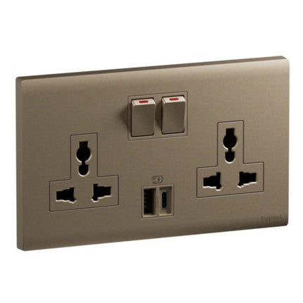 MEC33077RGLegrandمقبس أوبريا ثنائي 16A متعدد المعايير مع USB A+C ذهبي وردي