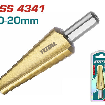 TAC7510201Total Toolsمثقاب درجي TOTAL HSS 4341 مطلي تيتانيوم 10-20 ملم TAC7510201
