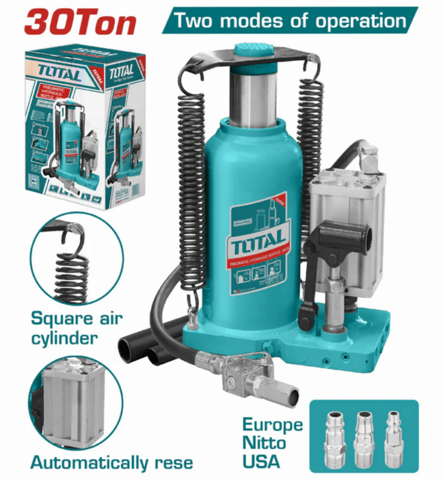THT109306Total Toolsجاك زجاجة هيدروليكي هوائي توتال 30 طن صناعي THT109306